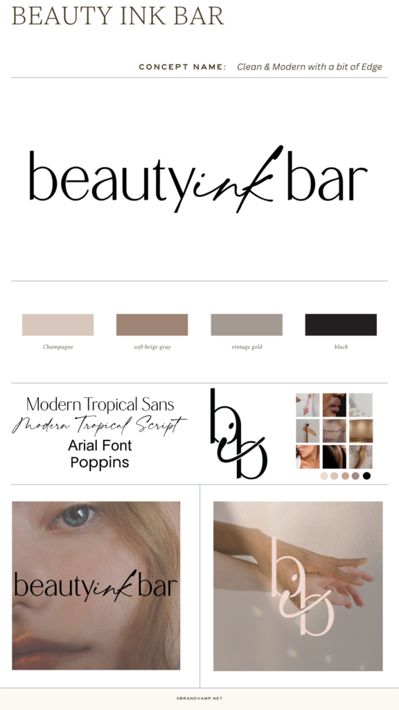 brand design for beauty ink bar.  branding for a beauty company