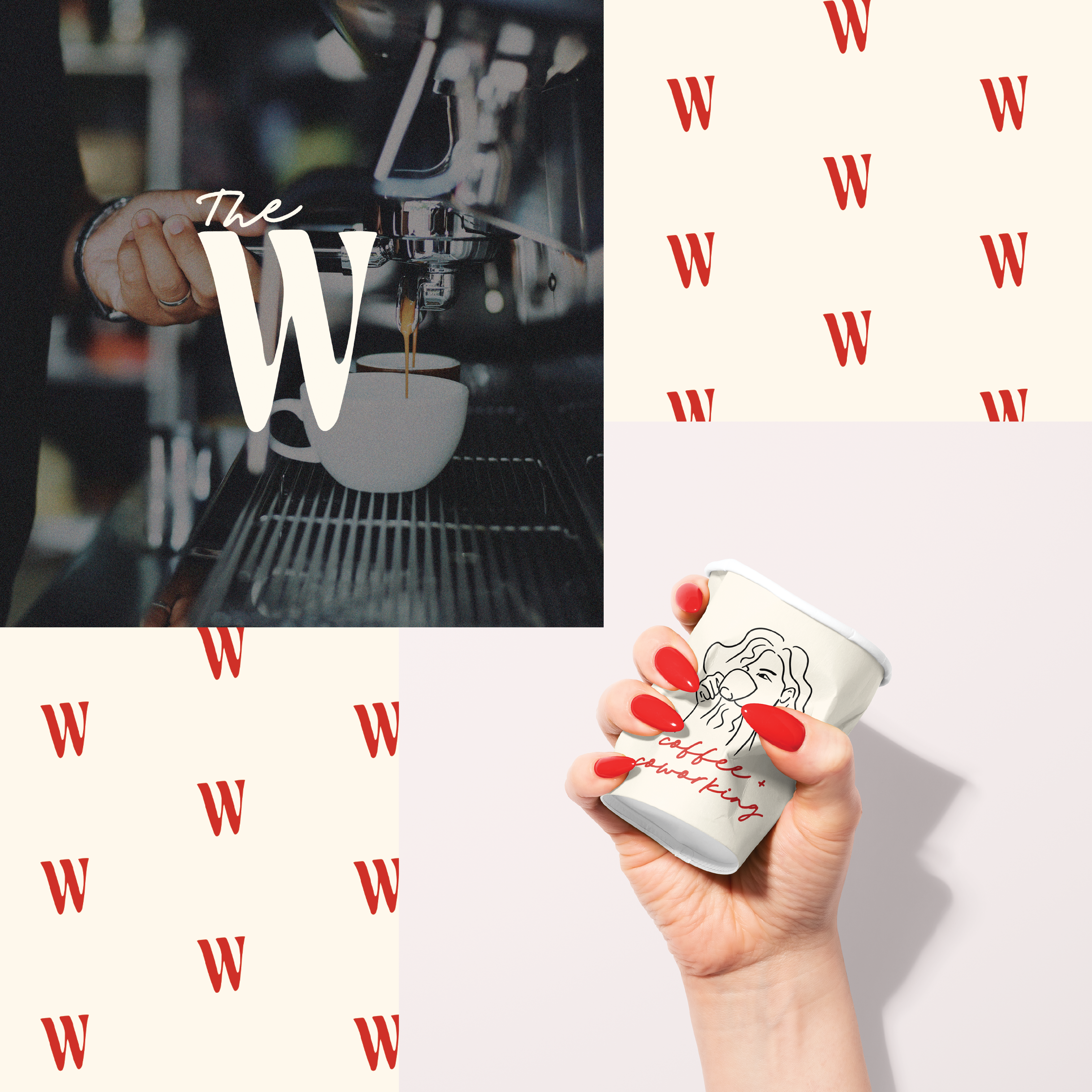 brand elements.  Logo sub mark and brand illustration on a coffee cup.  Brand visual identity elements. 